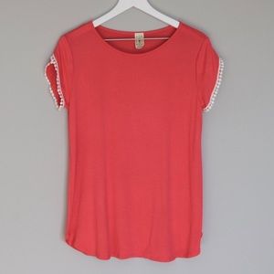 NWOT Fuschia Pom-Pom Trim Tunic Top